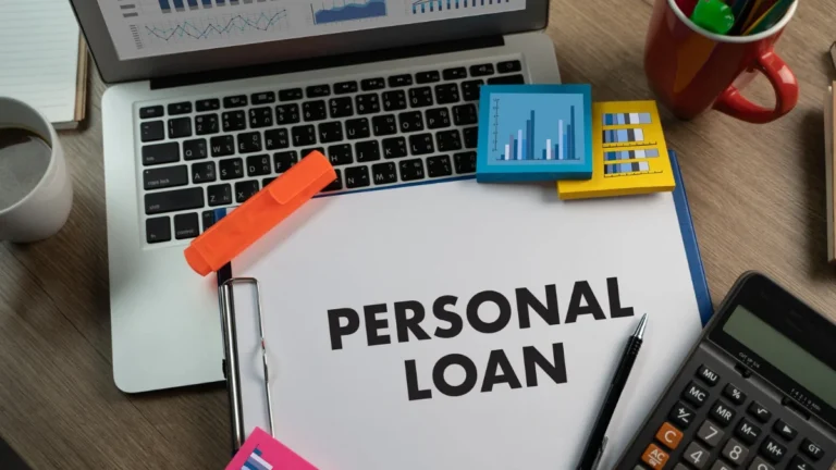 Man using a tablet to access personal loan services online, representing technology, internet, and digital banking networks.